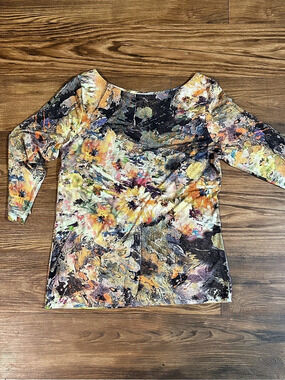 peck&peck Floral Long Sleeve Top in Multicolor Size Small